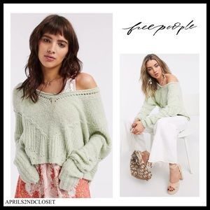 FREE PEOPLE BOHO LUXE KNIT V-NECK SWEATER A2C